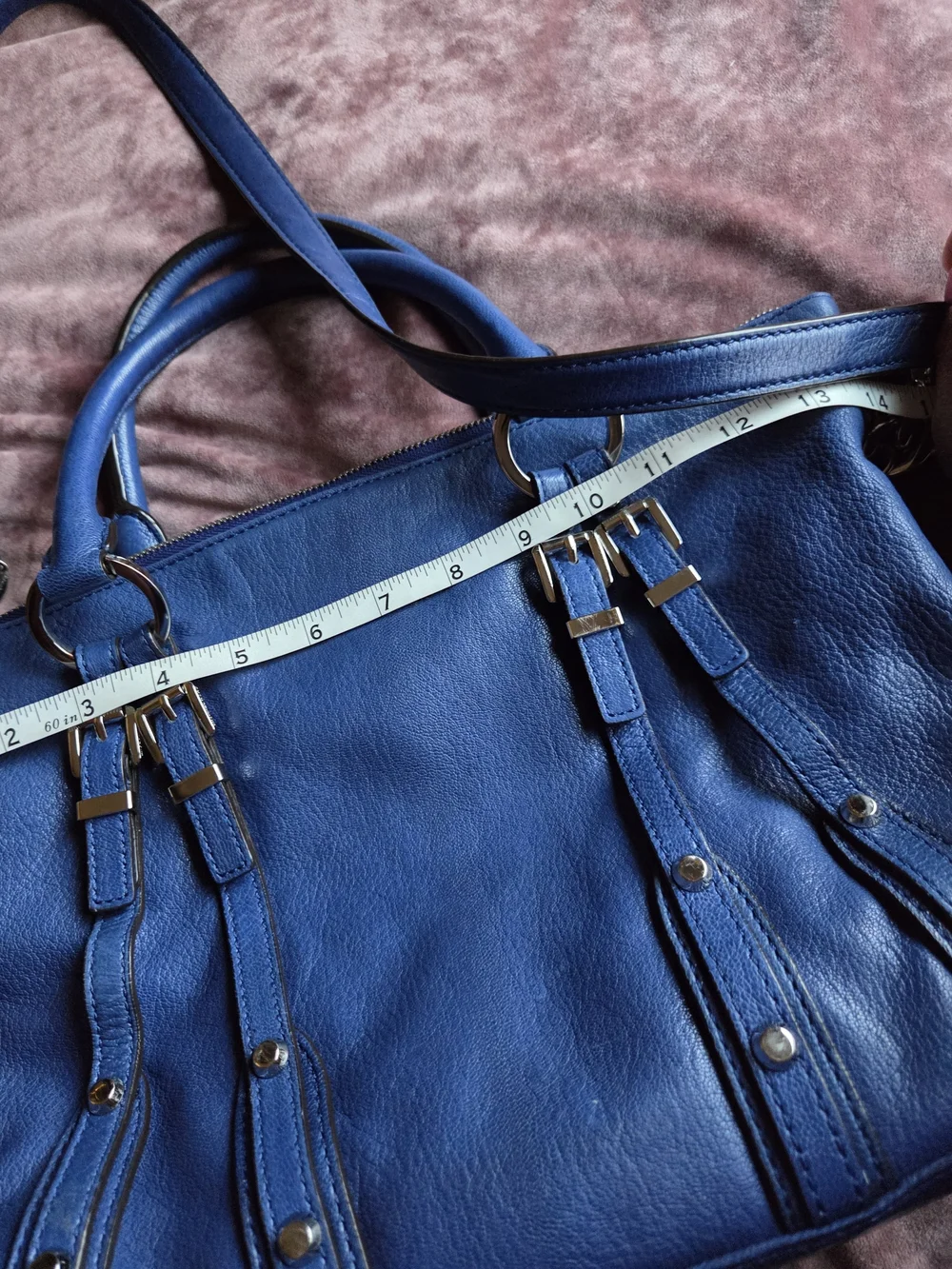 Michael Kors Blue Bedford Belted Medium Satchel